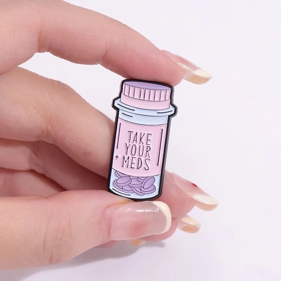 Meds Reminder Enamel Pin Mental Health Antidepressant Pills ADHD Girlfriend Gift - Picture 6 of 9